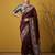 Maroon digital print floral work silk blend   traditional elegant style printed saree with blouse piece
