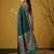 Teal digital print floral work silk blend   traditional elegant style printed saree with blouse piece