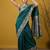 Teal digital print floral work silk blend   traditional elegant style printed saree with blouse piece