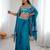Teal Color Thread With Sequence Work French Crepe Top Bottom Set