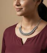  women oxidised silver plated necklace