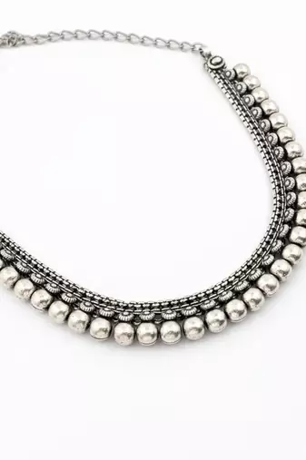  women oxidised silver plated necklace