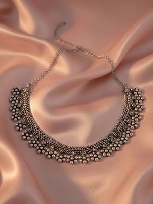  women oxidised silver beaded necklace 2
