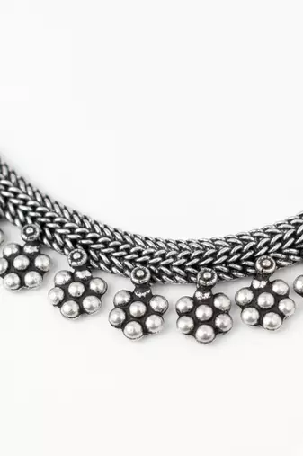  women oxidised silver beaded necklace