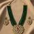  women gold plated green kundan jewellery set