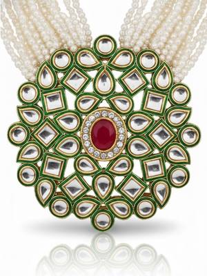  women gold plated white kundan jewellery set 3