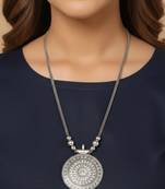  women round mandaliya silver plated necklace