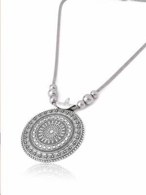  women round mandaliya silver plated necklace 5