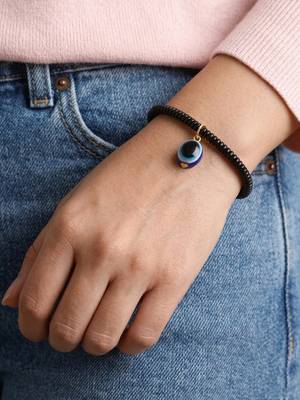  unisex black evil eye spring ring bracelet 1