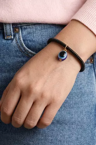  unisex black evil eye spring ring bracelet