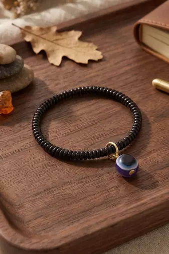  unisex black evil eye spring ring bracelet