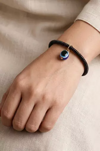  unisex black evil eye spring ring bracelet