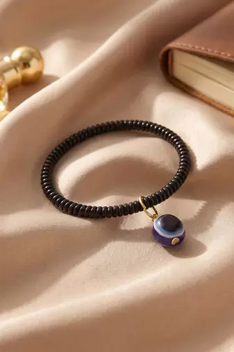  unisex black evil eye spring ring bracelet