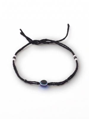  women set of 2 black beaded evil eye anklet 5