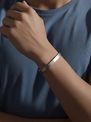  men's silver kada bracelet 1