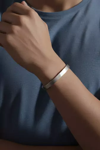  men's silver kada bracelet