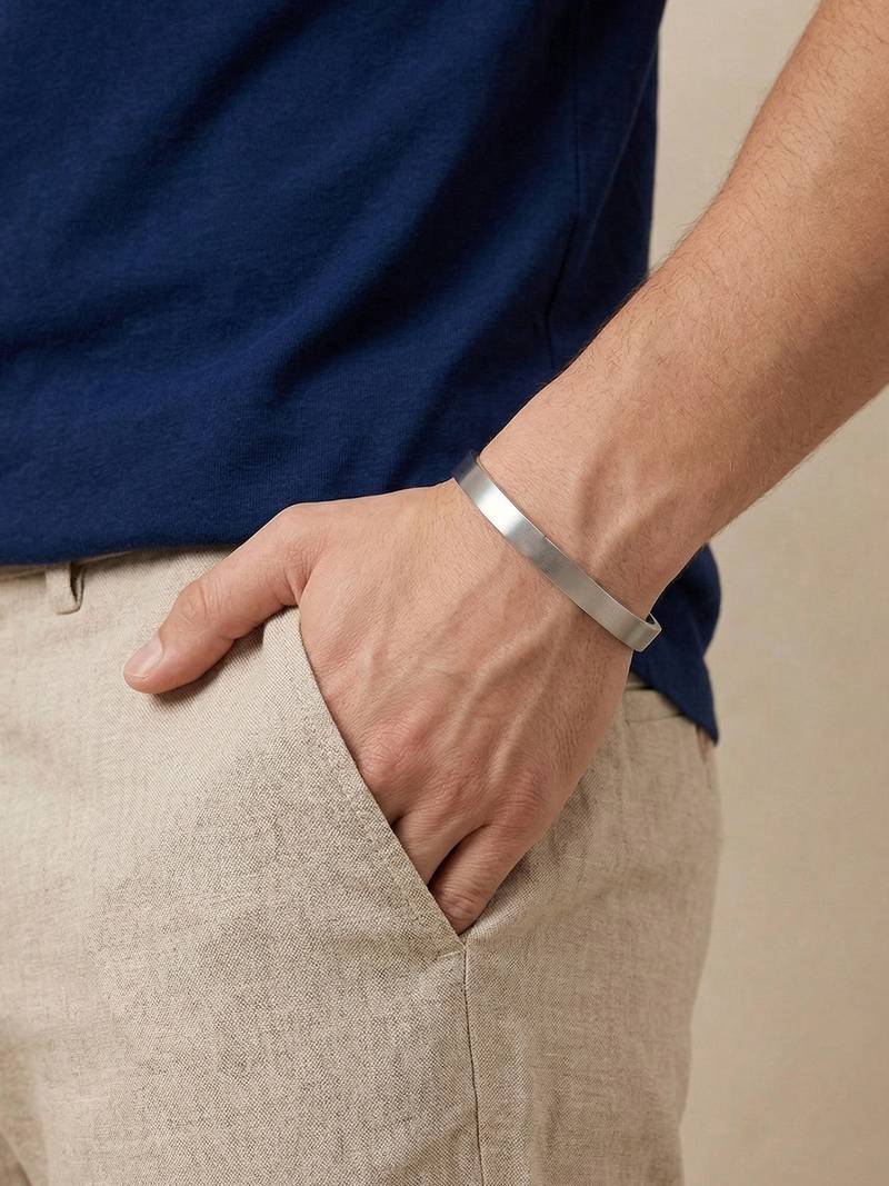  men's silver kada bracelet