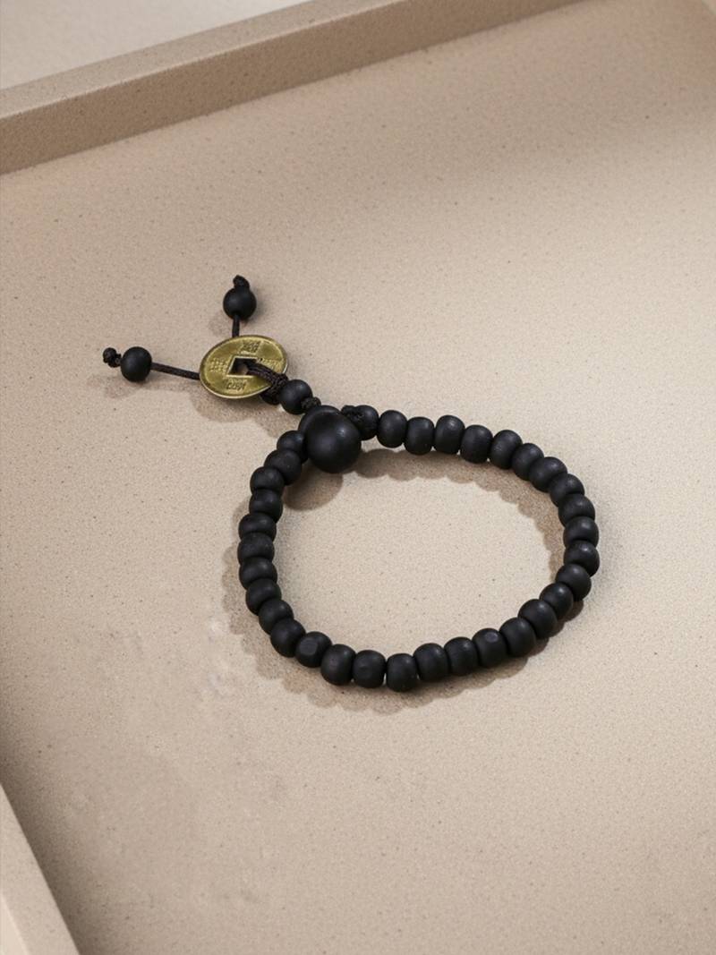  men black beaded bracelet