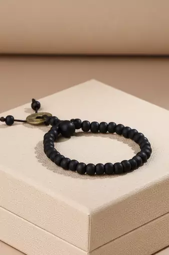  men black beaded bracelet