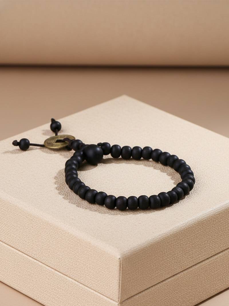  men black beaded bracelet