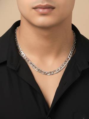  men's silver toned stainless steel chain 1