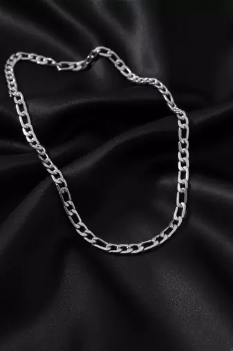  men's silver toned stainless steel chain