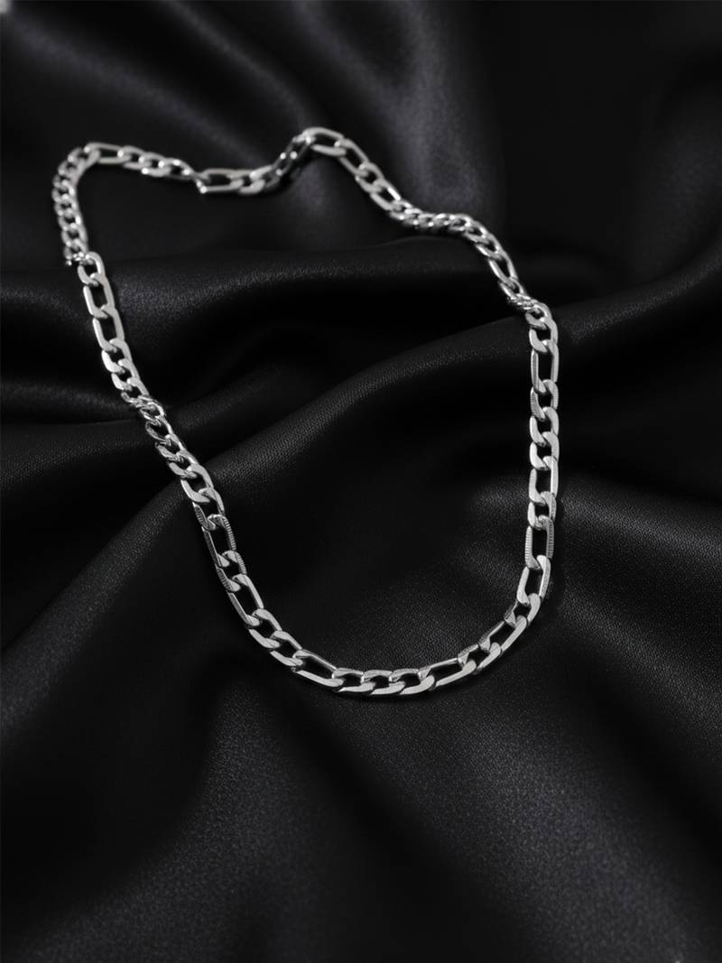  men's silver toned stainless steel chain