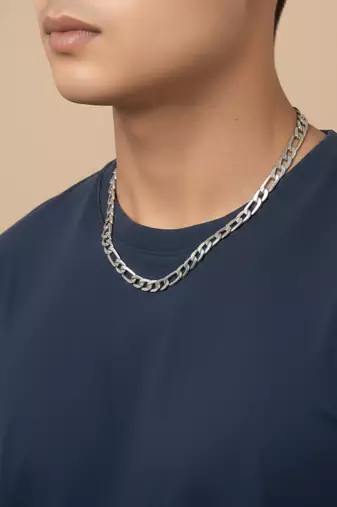  men's silver toned stainless steel chain