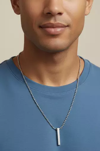  men's silver plated chain with pendant