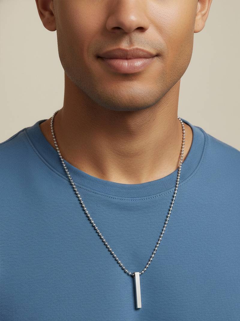  men's silver plated chain with pendant