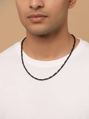  men's black toned silver plated chain 1