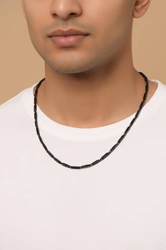  men's black toned silver plated chain