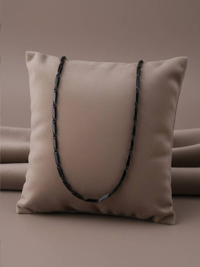  men's black toned silver plated chain