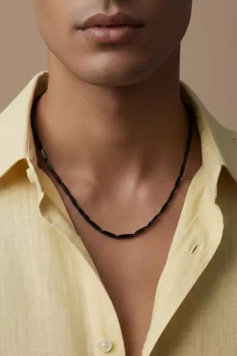  men's black toned silver plated chain