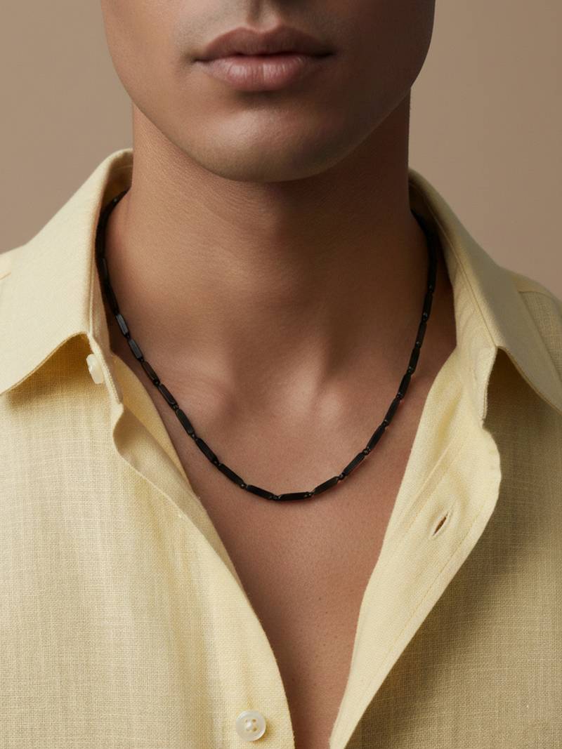  men's black toned silver plated chain