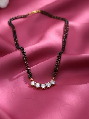  women gold plated black beaded mangalsutra 2