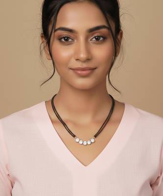  women gold plated black beaded mangalsutra 3