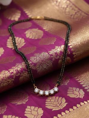  women gold plated black beaded mangalsutra 4