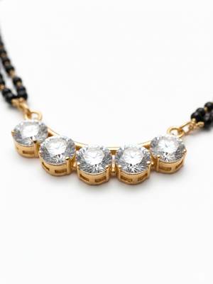  women gold plated black beaded mangalsutra 5