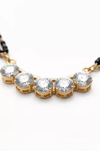  women gold plated black beaded mangalsutra