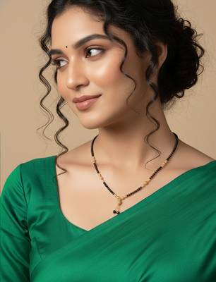  women black gold plated mangalsutra 1