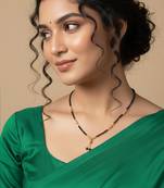  women black gold plated mangalsutra
