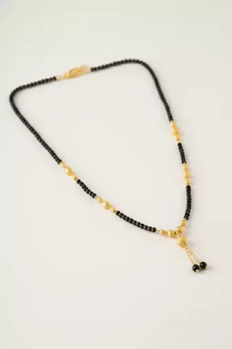  women black gold plated mangalsutra