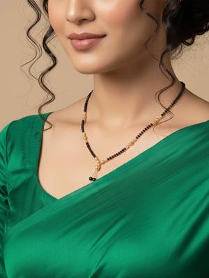 women black gold plated mangalsutra 3