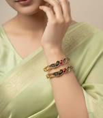 women set of 2 gold plated handcrafted kada bangle