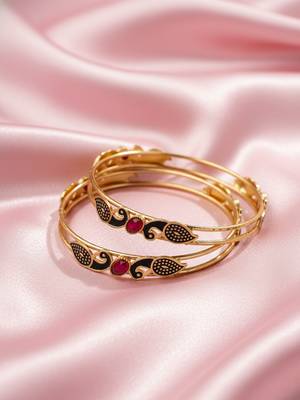 women set of 2 gold plated handcrafted kada bangle 4