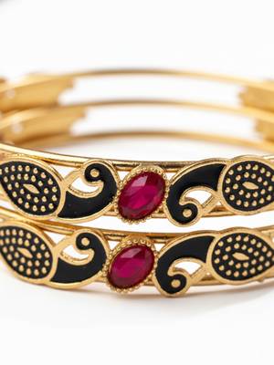  women set of 2 gold plated handcrafted kada bangle 5
