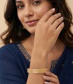  women set of 4 gold plated handcrafted cz studded bangle