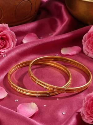  women set of 4 gold plated handcrafted cz studded bangle 2