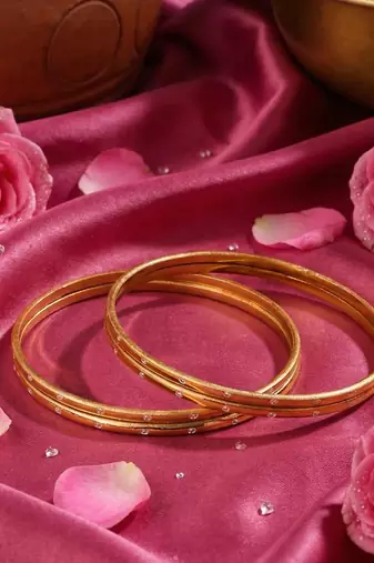  women set of 4 gold plated handcrafted cz studded bangle